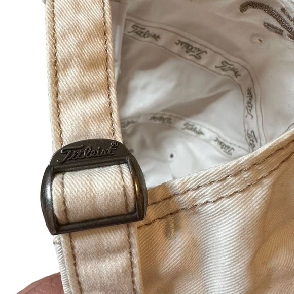 Titleist Golf Cap White Adjustable Strap Gold Embroidery Unisex One Size - Picture 7 of 10